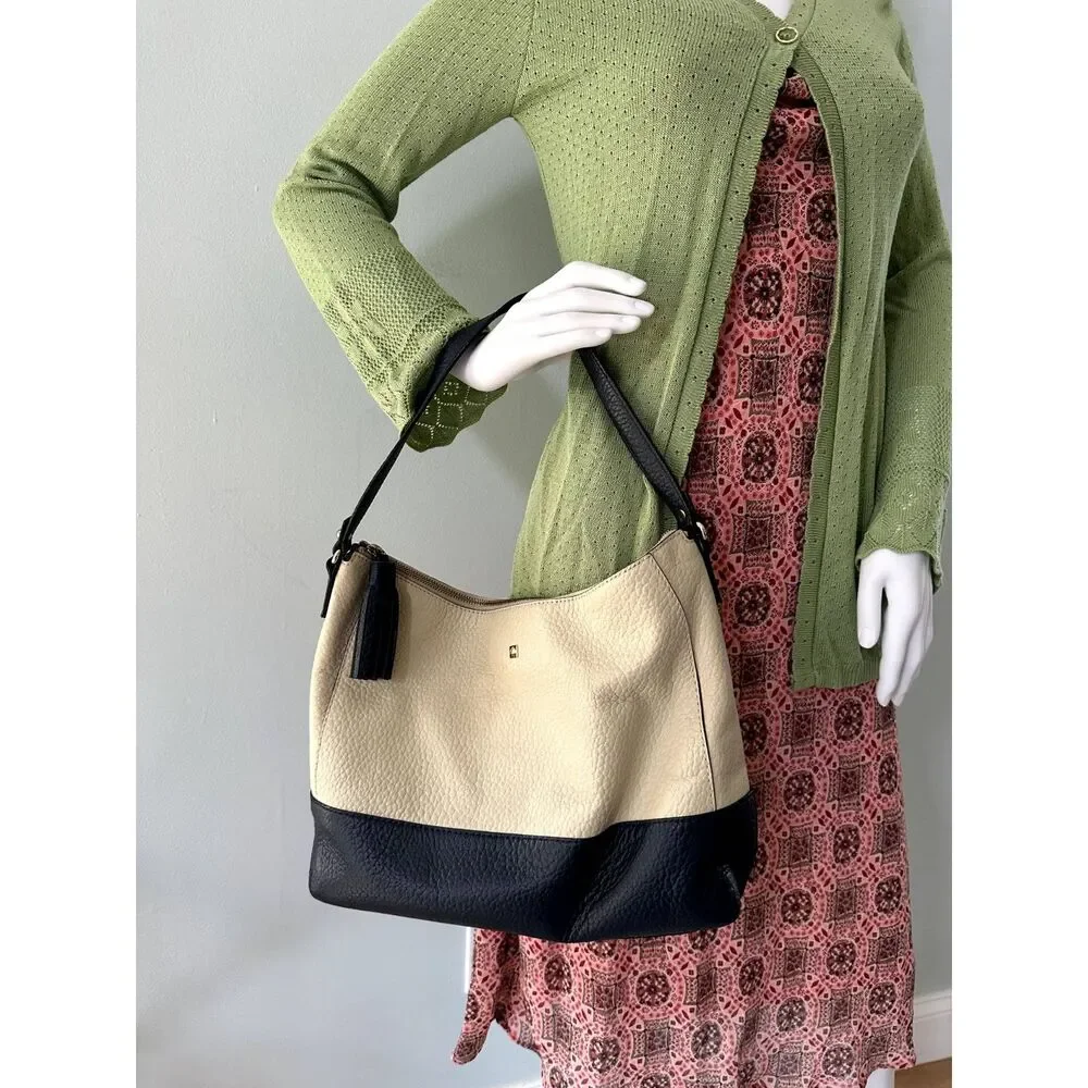 Kate Spade Two Tone Large Tote Navy Blue and Cream Purse Shoulder Bag